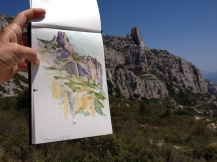 Les Calanques, Marseille, France 2014 - ink and watercolor sketchbook drawing