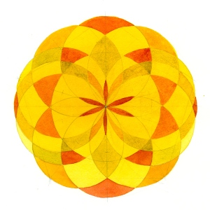 Yellow Mandala - watercolor